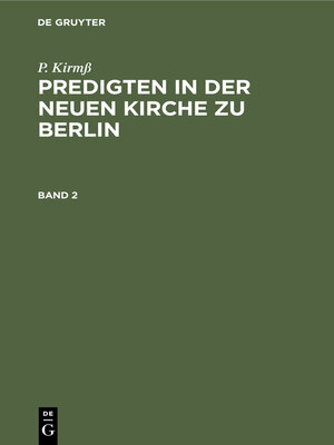 cover image of Predigten in der Neuen Kirche zu Berlin. Band 2